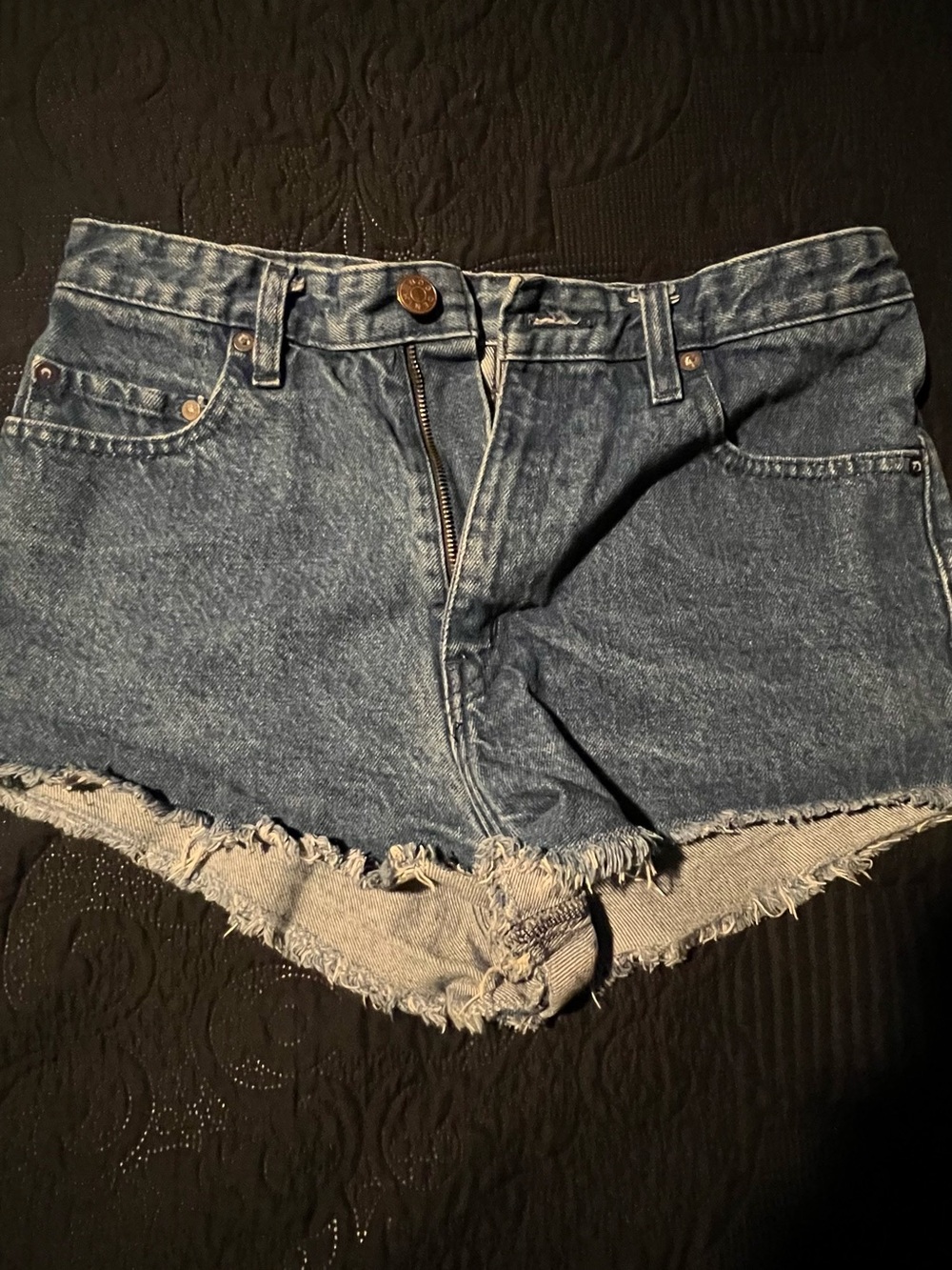 BDG Dark Blue Frayed Hem Denim Cutoff Shorts